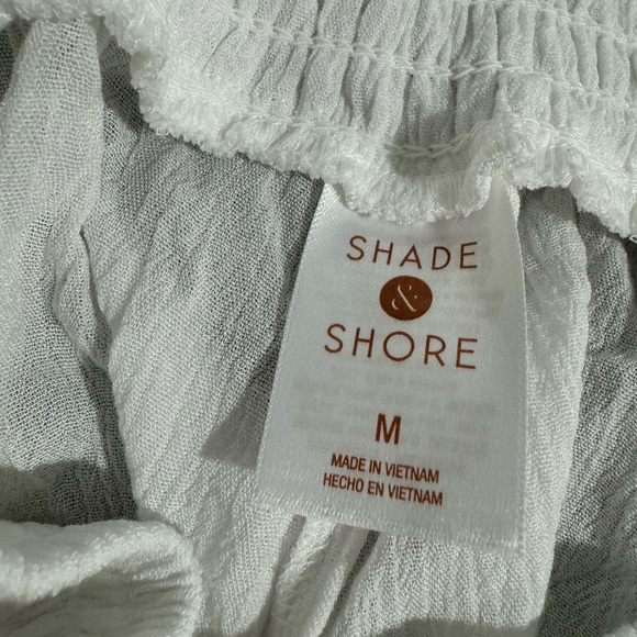 NWT Shade & Shore Smocked Waist Side Slit Cover Up Pants - White Size Medium - Picture 3 of 4